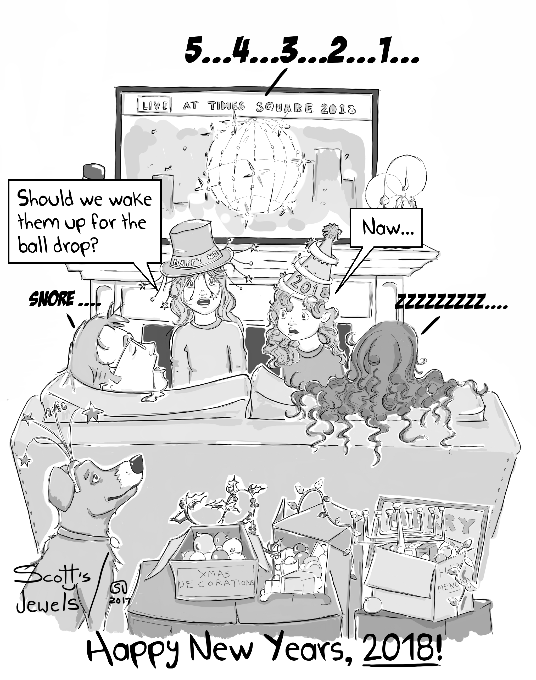 Happy New Years 2018 We Fell Asleep Midnight Parenting Fail Family Holidays #Comic