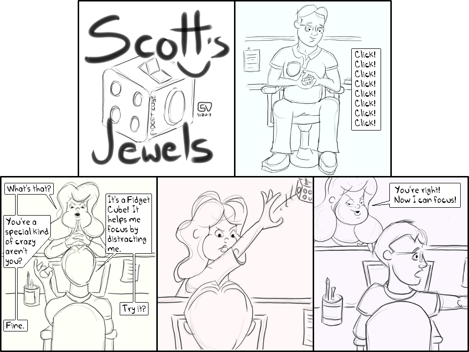 Fidget Cube Spinner Anxiety Anxious Stress Coping Mechanisms Work Workplace Cubicle Hell Comic