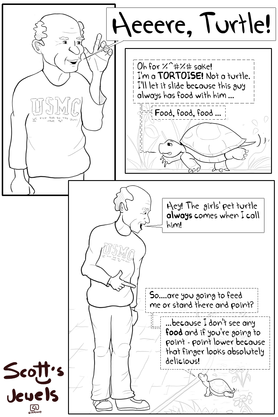 tortoise pet turtle backyard grandpa drawnandcoded comic