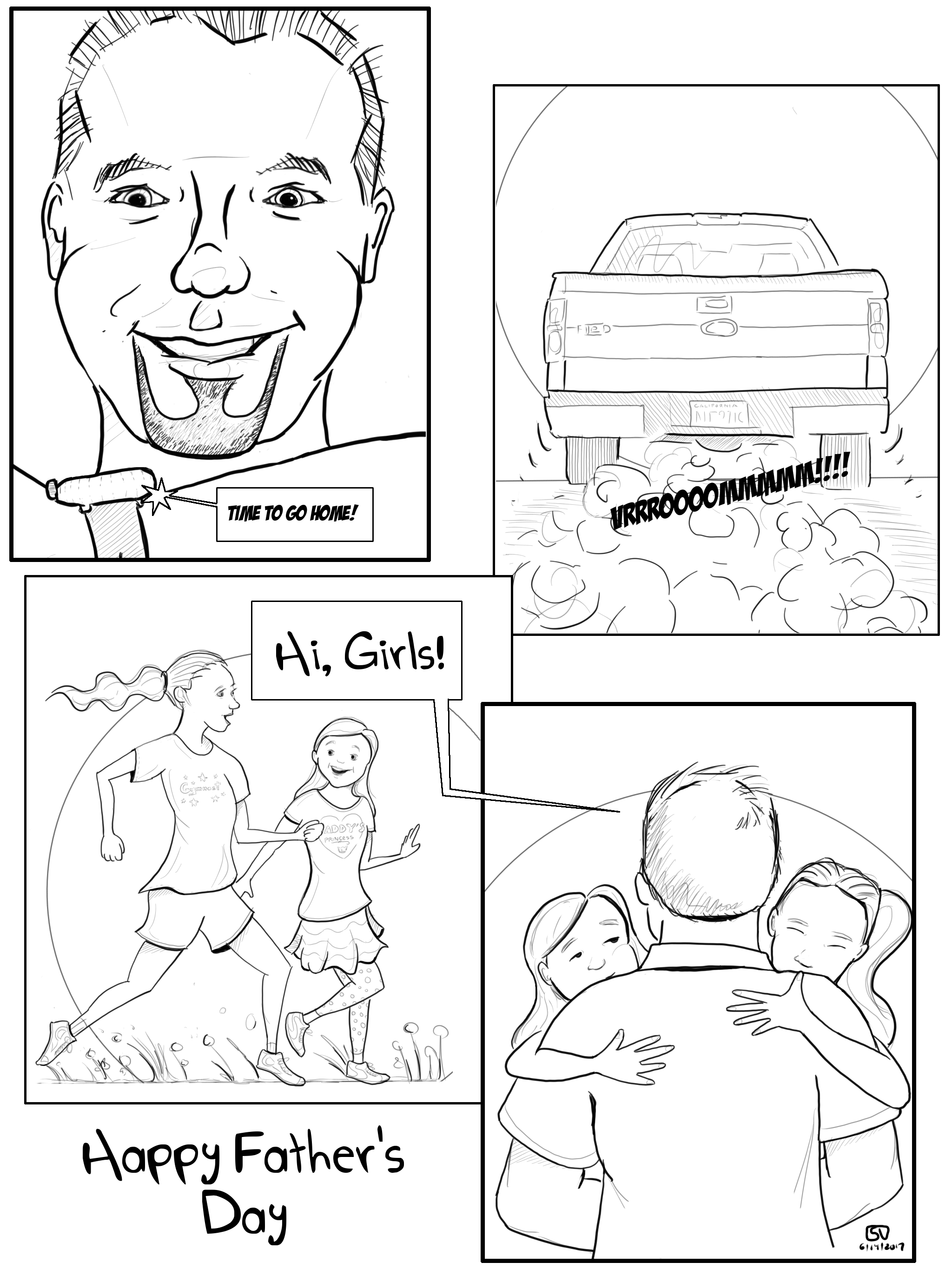 fathers day dad happy f150 family daughters love comic