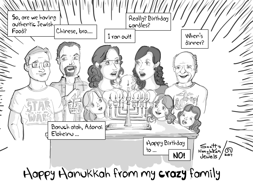 Happy Hanukkah Menorah Holidays Latkes Chinese Food Family Parenting Comic