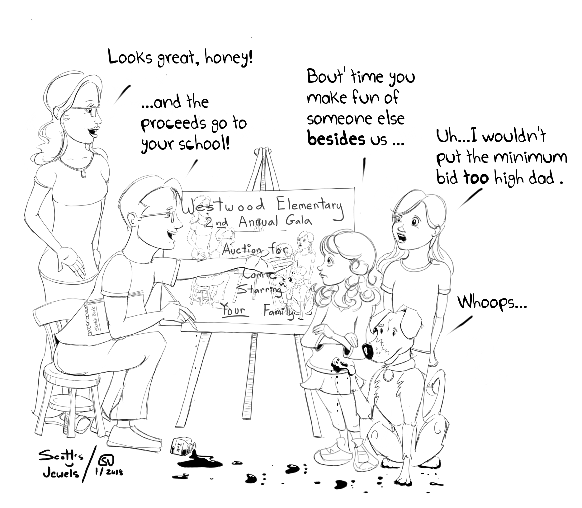 Fundraiser Family Parents Students Westwood Elementary School Gala Comic