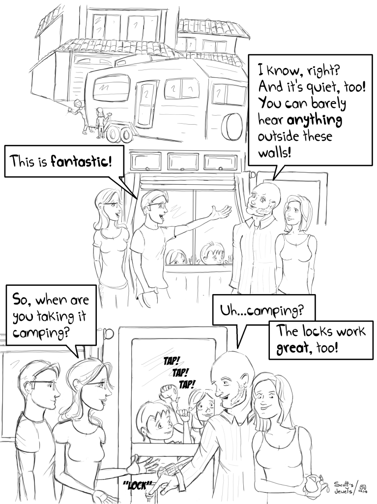 Mancave Trailer Motorhome Peace And Quiet Solitude Camping Fifth Wheel Parenting Fail Family Comic