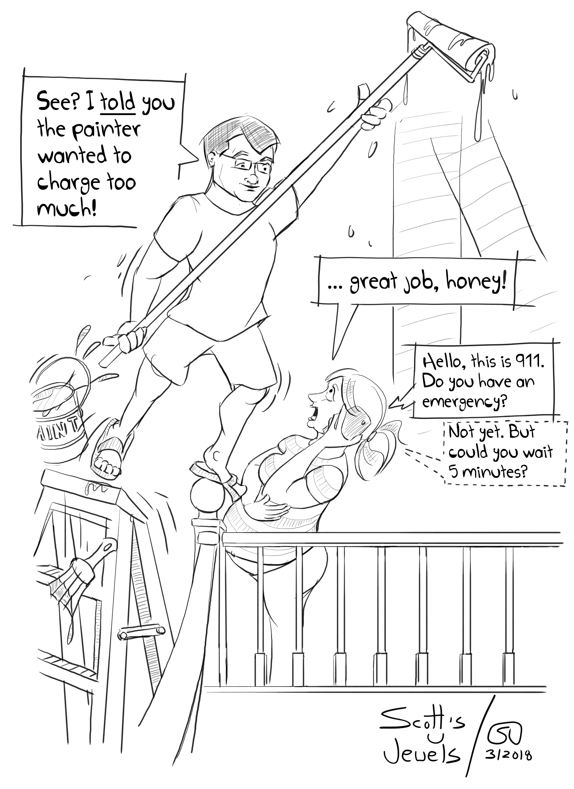 DIY Do it yourself painting painter save a buck handyman contractor house projects maintenance improvement comic