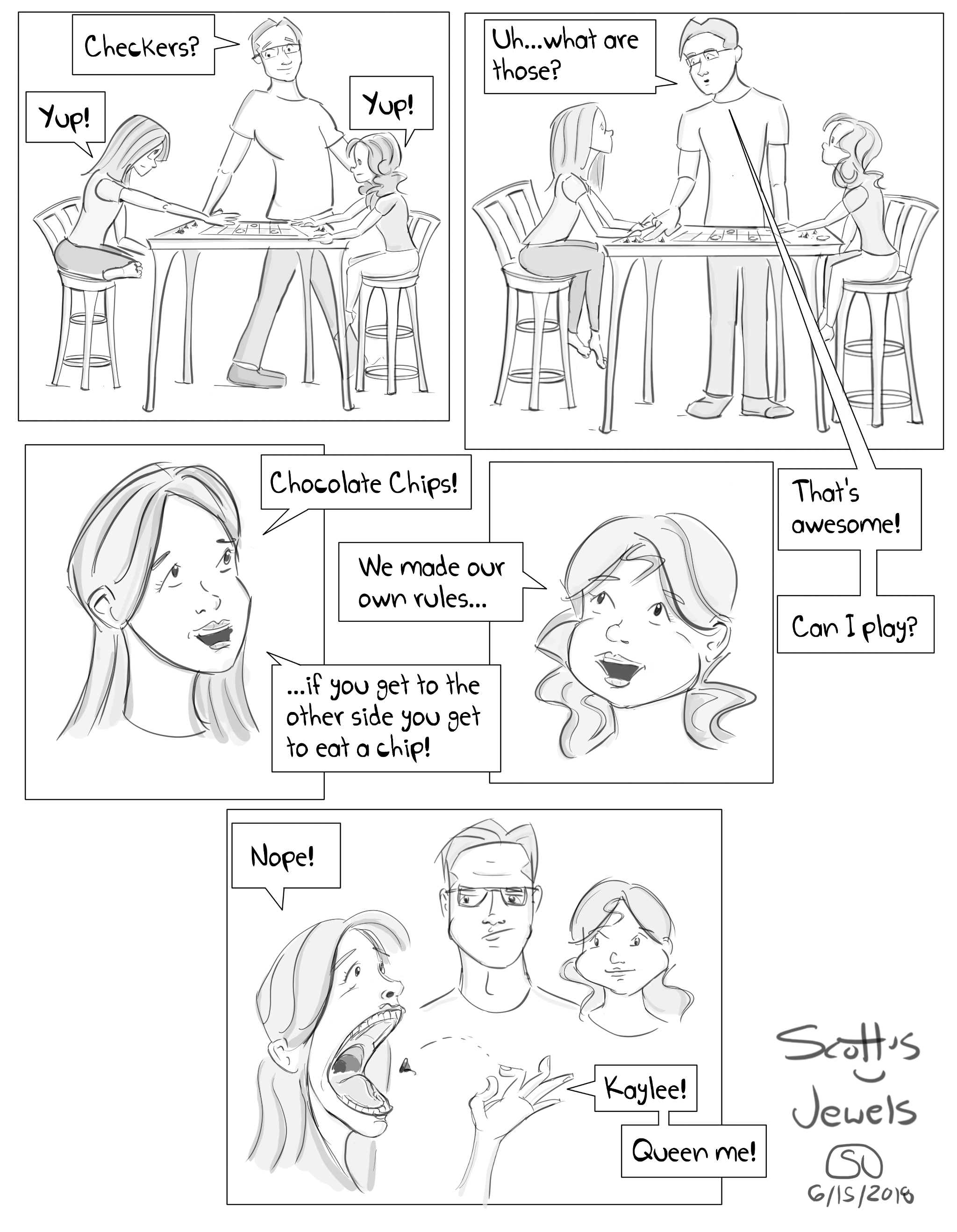 Checkers Chocolate Chips Lover King Me Family Parenting Board Games Comic #DrawnAndCoded