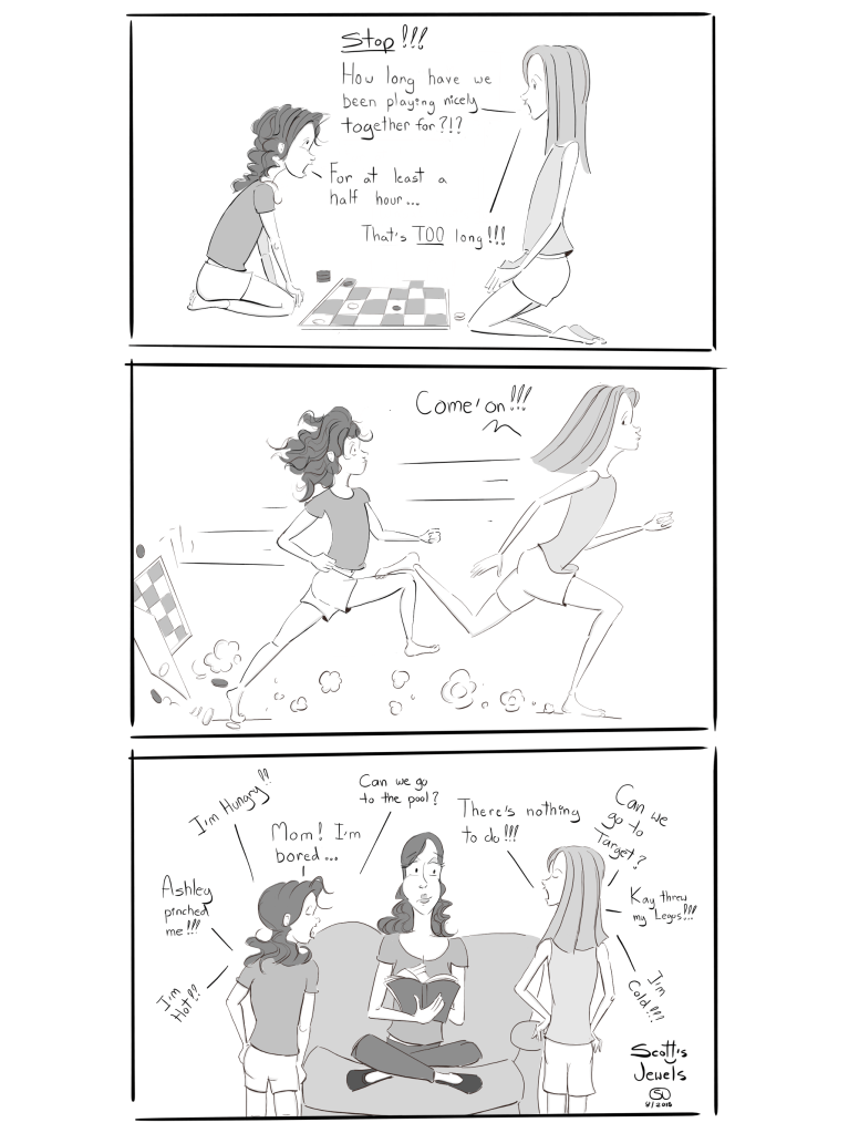 Back to School Summer Break Vacation Bored to Death Boredom Parenting Family Comic