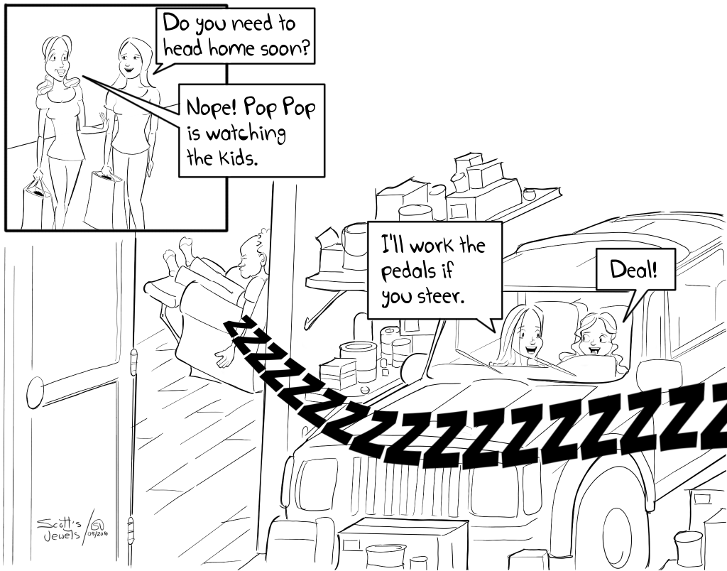 Grandparents Babysitting Sitter Family Parenting Comic