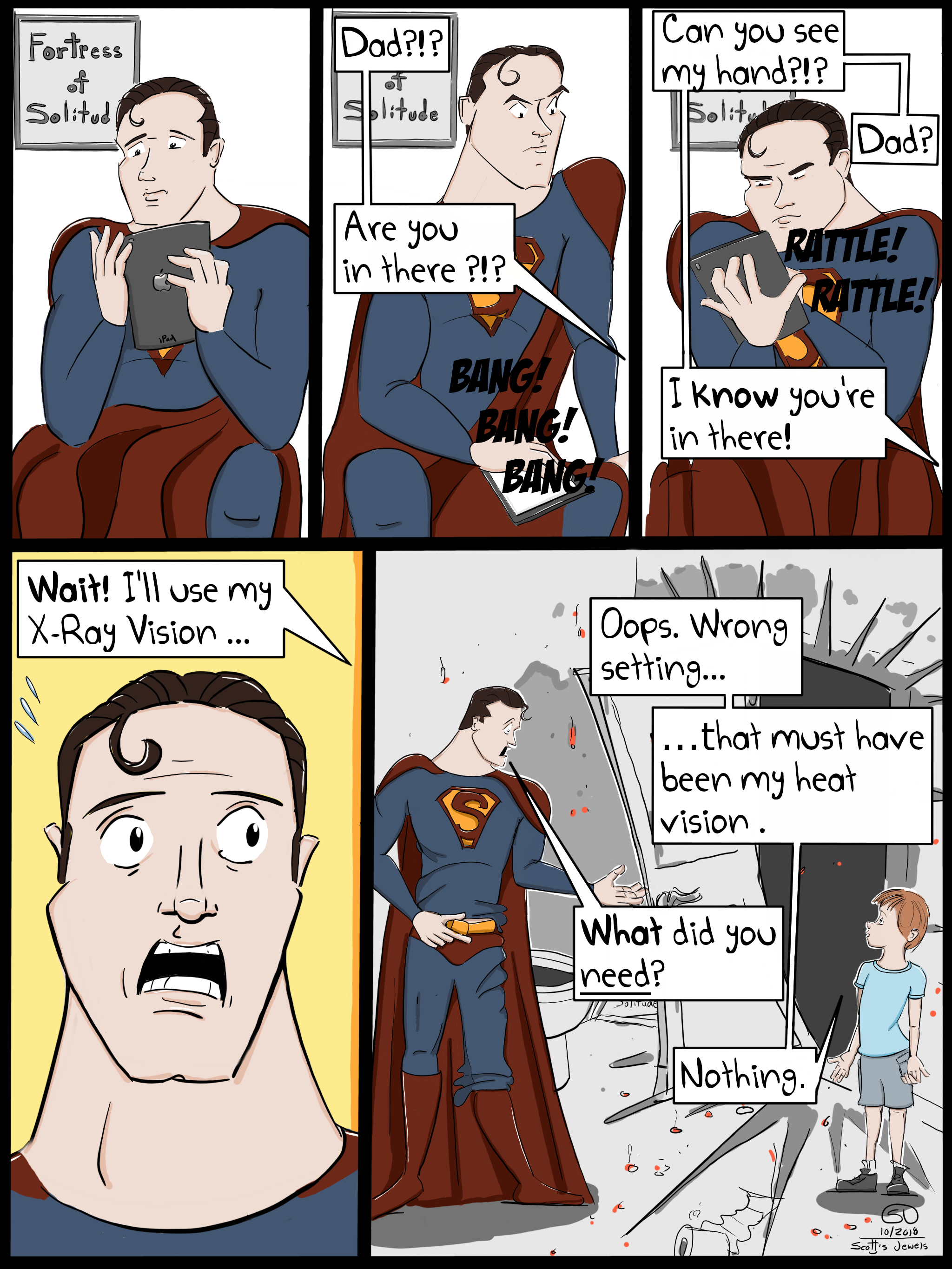 Superman X-Ray Vision Superpowers DC Comics Plumbing Bathroom Dad Fortress Of Solitude Comic