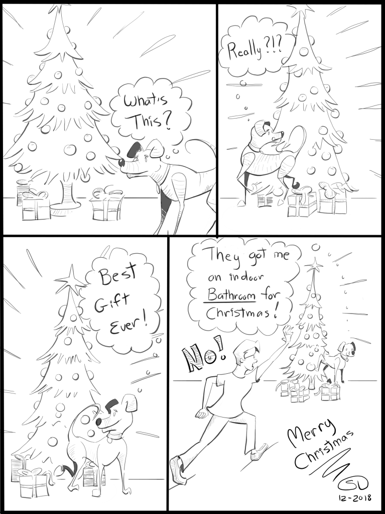 Dogs Best Christmas Dog Lovers Puppy House Breaking Training Christmas Tree Comic