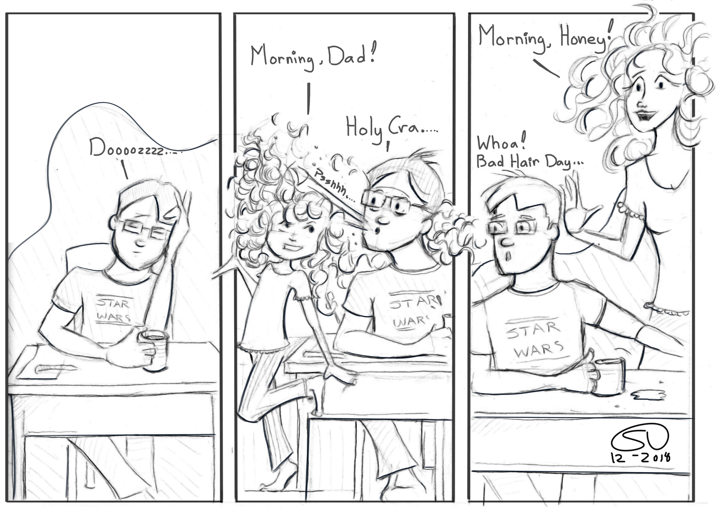 Bed Head Bad Hair Day Morning Person Curly Hair Comic Parenting Family