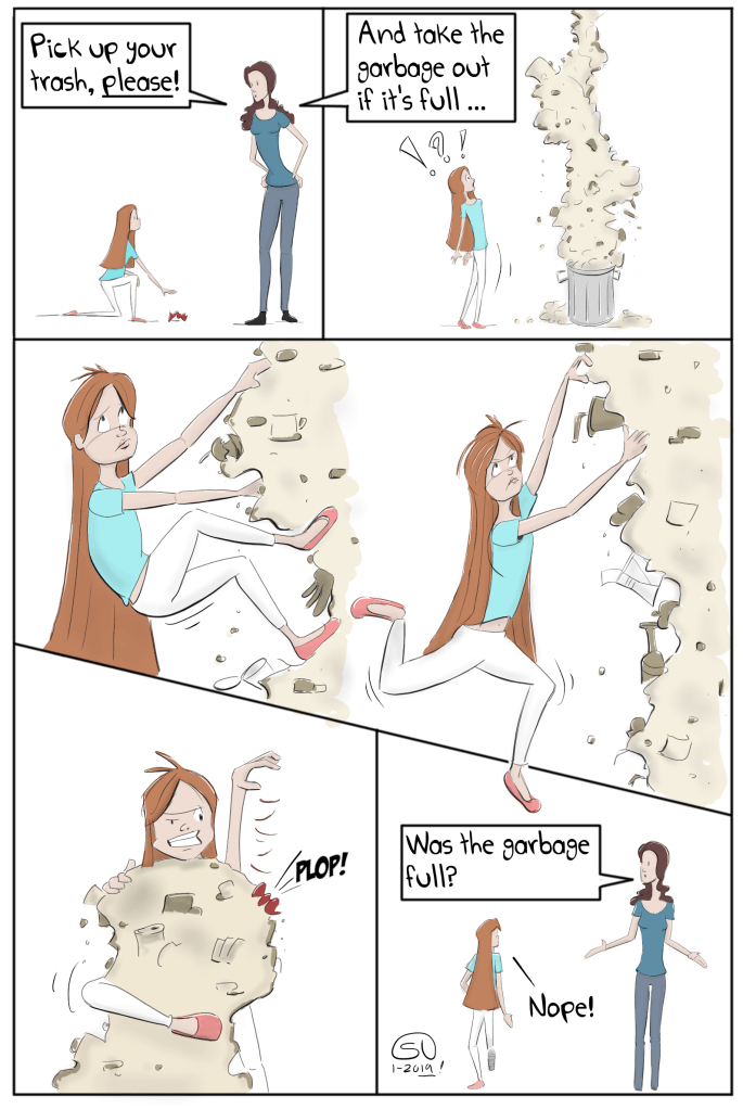 Trash Can Jenga Family Parenting Trash Day Garbage Day Chores Comics Comic