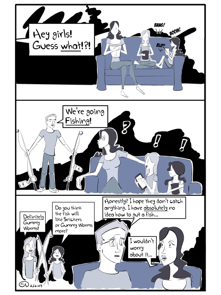 fishing tackle kids boat lake camping outdoors family kids comic