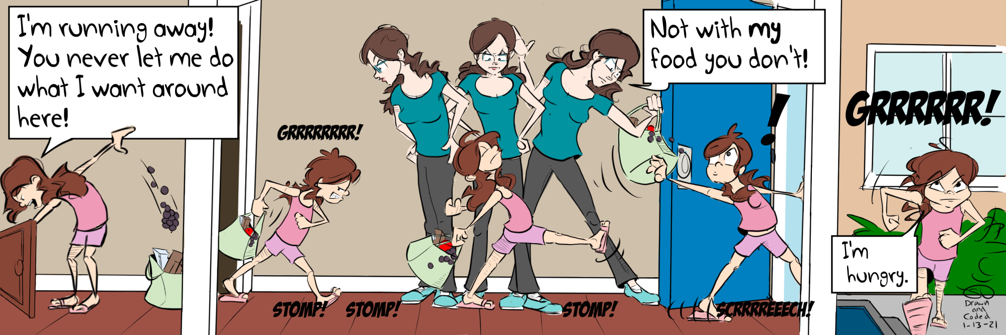 momjitsu parenting fail mom skills raising kids running away foodie food lover comic