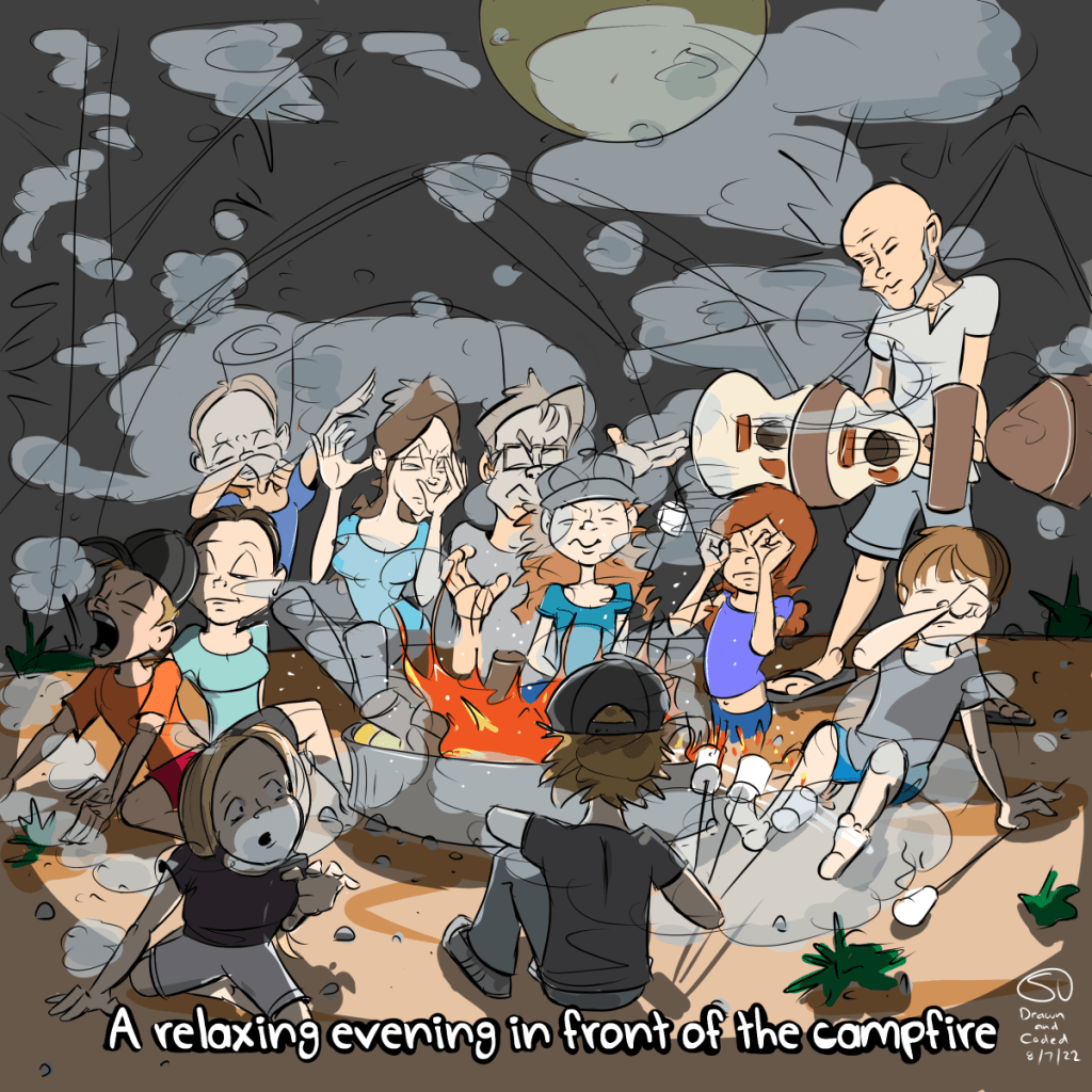 A relaxing evening in front of the campfire